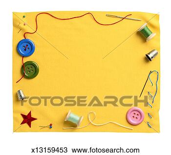 Stock Photo - frame on cloth 
with sewing materials. 
fotosearch - search 
stock photos, 
pictures, images, 
and photo clipart