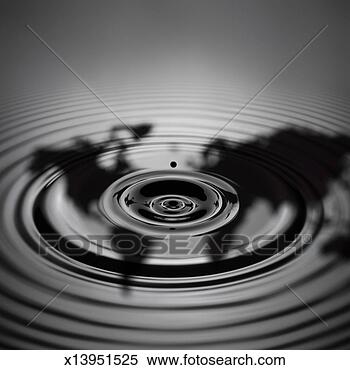 Stock Image - oil drop with 
ripple, reflecting 
continents (digital 
composite). fotosearch 
- search stock 
photos, pictures, 
images, and photo 
clipart