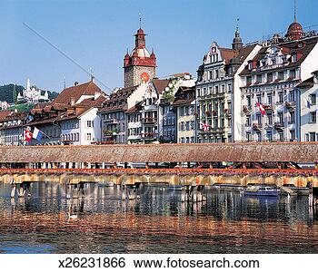 Stock Photo - bridge over the 
river reuss, lucerne, 
switzerland. fotosearch 
- search stock 
photos, pictures, 
images, and photo 
clipart