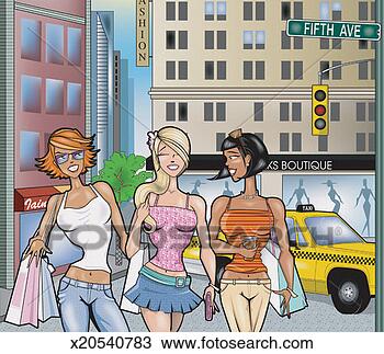 Stock Photo - three women with 
shoppings bags 
walking on a city 
road in new york. 
fotosearch - search 
stock photos, 
pictures, images, 
and photo clipart