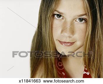 Stock Photo - studio portrait 
of a girl with 
long brown hair 
and brown eyes. 
fotosearch - search 
stock photos, 
pictures, images, 
and photo clipart