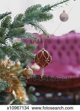Stock Photo - close-up of christmas 
ornaments hanging 
from the branch 
of a. fotosearch 
- search stock 
photos, pictures, 
images, and photo 
clipart
