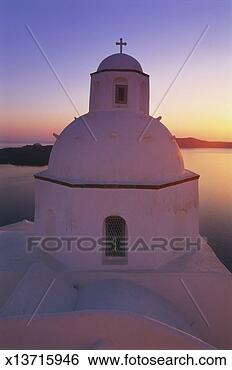Stock Photo - orthodox church 
at sunset, thira, 
santorini, cyclades, 
greece. fotosearch 
- search stock 
photos, pictures, 
images, and photo 
clipart