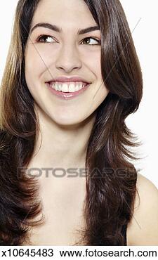 Stock Photo - portrait of a 
young woman with 
long brown hair. 
fotosearch - search 
stock photos, 
pictures, images, 
and photo clipart