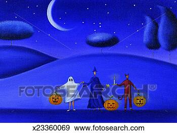 Stock Photograph - three people holding 
hands dresed in 
halloween costumes 
and holding. fotosearch 
- search stock 
photos, pictures, 
images, and photo 
clipart