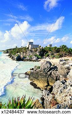 Picture - mayan ruins on 
rocky roastline, 
tulum, quintana 
roo, mexico. fotosearch 
- search stock 
photos, pictures, 
images, and photo 
clipart