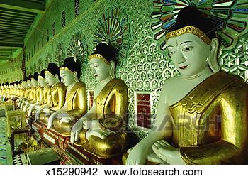 Stock Photo - myanmar, mandalay, 
sagaing, buddha 
statues in u-min 
thonze pagoda. 
fotosearch - search 
stock photos, 
pictures, images, 
and photo clipart