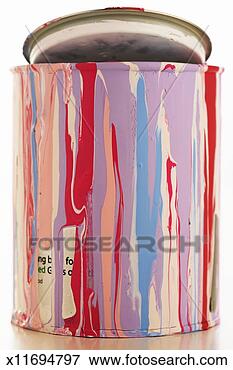 Picture - open paint can 
streaked with 
multi-coloured 
paint, close-up. 
fotosearch - search 
stock photos, 
pictures, images, 
and photo clipart