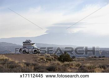 Stock Image - usa, utah, dead 
horse point state 
park, motor home 
on track. fotosearch 
- search stock 
photos, pictures, 
images, and photo 
clipart