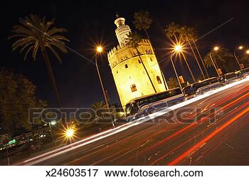 Picture - spain, andalucia, 
seville, torre 
de oro, night 
(long exposure). 
fotosearch - search 
stock photos, 
pictures, images, 
and photo clipart