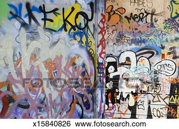 Stock Photo - graffiti-covered 
wall, full frame. 
fotosearch - search 
stock photos, 
pictures, images, 
and photo clipart