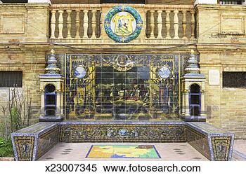 Stock Image - spain, andalucia, 
seville, plaza 
de espana, marble 
seats. fotosearch 
- search stock 
photos, pictures, 
images, and photo 
clipart