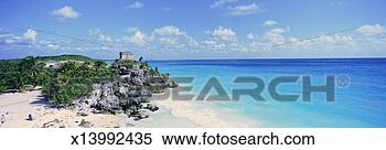 Stock Image - 'a panoramic view 
of the templo 
del dios del viento 
mayan ruins of. 
fotosearch - search 
stock photos, 
pictures, images, 
and photo clipart