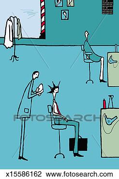 Clip Art - businessman sitting 
in a hairdressers 
with a mohican 
hairstyle. fotosearch 
- search clipart, 
illustration, 
drawings and vector 
eps graphics images