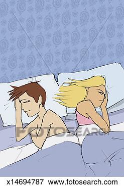 Stock Illustration - couple lying in 
bed displeased 
with each other. 
fotosearch - search 
clipart, illustration, 
drawings and vector 
eps graphics images