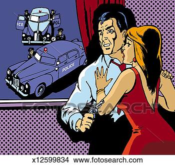 Stock Illustration - couple waiting 
behind a window 
with the police 
waiting outside. 
fotosearch - search 
clipart, illustration, 
drawings and vector 
eps graphics images