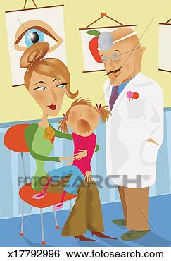 Stock Illustration - mother and crying 
daughter in a 
doctor's office 
sitting next to 
a. fotosearch 
- search clipart, 
illustration, 
drawings and vector 
eps graphics images