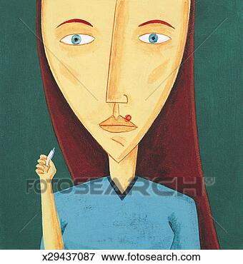 Stock Illustration - portrait of a 
teenage girl with 
acne holding her 
medicine. fotosearch 
- search clipart, 
illustration, 
drawings and vector 
eps graphics images