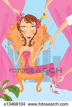Stock Illustration - portrait of a 
young woman receiving 
beauty treatment. 
fotosearch - search 
clipart, illustration, 
drawings and vector 
eps graphics images