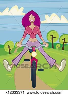 Clipart - potrait of a woman 
riding a bike 
in the countryside. 
fotosearch - search 
clipart, illustration, 
drawings and vector 
eps graphics images
