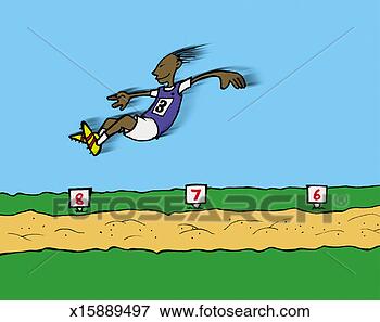 Stock Illustration - side view of an 
athlete making 
a long jump in 
mid air above 
a sand pit. fotosearch 
- search clipart, 
illustration, 
drawings and vector 
eps graphics images