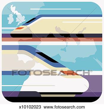 Drawing - speeding passenger 
train and an international 
map. fotosearch 
- search clipart, 
illustration, 
drawings and vector 
eps graphics images