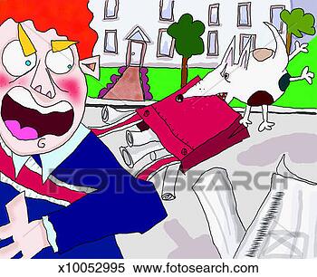 Stock Illustration - fierce dog biting 
a newspaper boy's 
shoulder bag. 
fotosearch - search 
clipart, illustration, 
drawings and vector 
eps graphics images