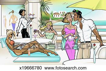 Stock Illustration - man kissing a 
woman on the patio 
of a holiday resort. 
fotosearch - search 
clipart, illustration, 
drawings and vector 
eps graphics images