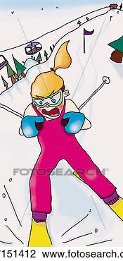 Clip Art - panicking woman 
skiing down a 
ski slope. fotosearch 
- search clipart, 
illustration, 
drawings and vector 
eps graphics images