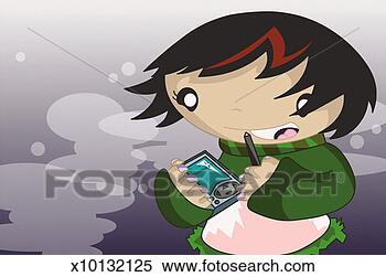 Stock Illustration - portrait of a 
teenage girl holding 
a palm pilot. 
fotosearch - search 
clipart, illustration, 
drawings and vector 
eps graphics images