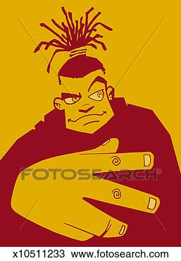 Drawing - portrait of a 
young man with 
long dreadlocks 
gesturing. fotosearch 
- search clipart, 
illustration, 
drawings and vector 
eps graphics images