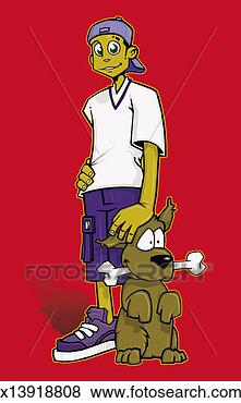 Stock Illustration - portrait of young 
teenager with 
his pet dog. fotosearch 
- search clipart, 
illustration, 
drawings and vector 
eps graphics images