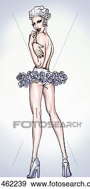 Stock Illustration - portrait of a 
young woman dressed 
only in high heels 
and a tutu. fotosearch 
- search clipart, 
illustration, 
drawings and vector 
eps graphics images