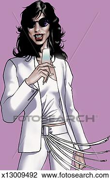 Clip Art - portrait of a 
young woman wearing 
white clothes 
and holding a 
wine. fotosearch 
- search clipart, 
illustration, 
drawings and vector 
eps graphics images