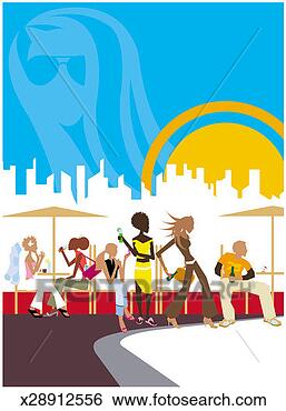 Stock Illustration - six young adults 
enjoying themselves 
at an outdoor 
cafe in the city. 
fotosearch - search 
clipart, illustration, 
drawings and vector 
eps graphics images