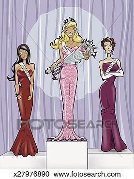 Stock Illustration - spotlit beauty 
queen standing 
on a podium during 
a beauty contest. 
fotosearch - search 
clipart, illustration, 
drawings and vector 
eps graphics images