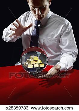 Stock Photo - man levitating 
gold bars in glass 
ball, close-up. 
fotosearch - search 
stock photos, 
pictures, images, 
and photo clipart