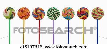 Stock Photo - multi-coloured 
lollipops in row 
against white 
background. fotosearch 
- search stock 
photos, pictures, 
images, and photo 
clipart