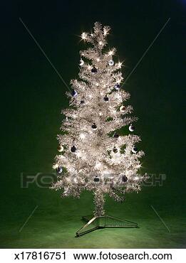 Stock Photography - silver christmas 
tree with lights 
and ornaments. 
fotosearch - search 
stock photos, 
pictures, images, 
and photo clipart