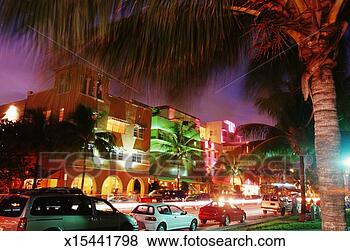 Stock Photo - usa, florida, 
miami, art deco 
district, ocean 
drive at night. 
fotosearch - search 
stock photos, 
pictures, images, 
and photo clipart