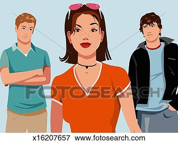 Picture - two teenage boys 
admiring teenage 
girl. fotosearch 
- search stock 
photos, pictures, 
images, and photo 
clipart