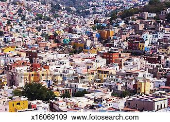 Stock Photograph - mexico, guanajuato, 
dense residential 
area, elevated 
view. fotosearch 
- search stock 
photos, pictures, 
images, and photo 
clipart