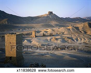 Stock Photo - syria, palmyra, 
tombs of ancient 
city, sunrise. 
fotosearch - search 
stock photos, 
pictures, images, 
and photo clipart