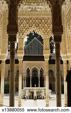 Stock Image - spain, andalousia, 
granada, alhambra 
lions court. fotosearch 
- search stock 
photos, pictures, 
images, and photo 
clipart