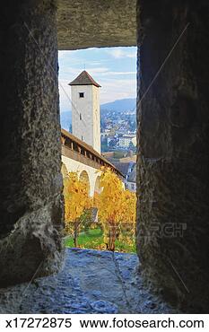 Stock Image - switzerland, schaffhausen, 
view of city through 
munot castle window. 
fotosearch - search 
stock photos, 
pictures, images, 
and photo clipart