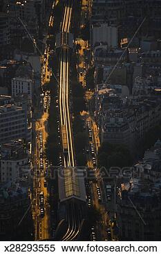 Stock Image - france, ile-de-france, 
paris, railway 
through city, 
elevated view. 
fotosearch - search 
stock photos, 
pictures, images, 
and photo clipart