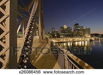 Stock Photo - usa, kentucky, 
louisville, second 
street bridge 
and cityscape, 
dusk. fotosearch 
- search stock 
photos, pictures, 
images, and photo 
clipart