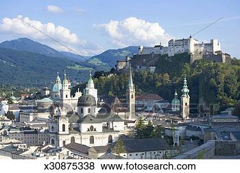 Stock Photo - austria, salzburg, 
hohensalzburg 
fortress and city, 
elevated view. 
fotosearch - search 
stock photos, 
pictures, images, 
and photo clipart