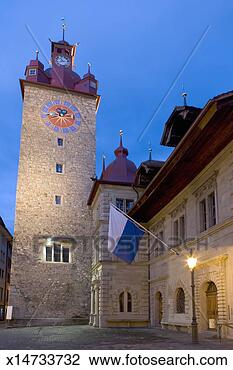 Stock Photo - switzerland, lucerne, 
town hall clock 
tower. fotosearch 
- search stock 
photos, pictures, 
images, and photo 
clipart
