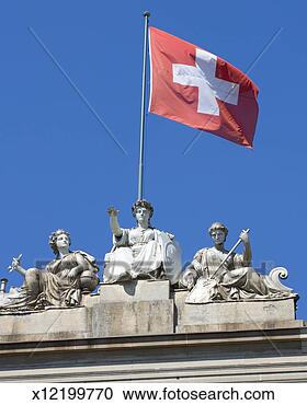 Stock Photography - switzerland, zurich, 
swiss flag and 
statue. fotosearch 
- search stock 
photos, pictures, 
images, and photo 
clipart